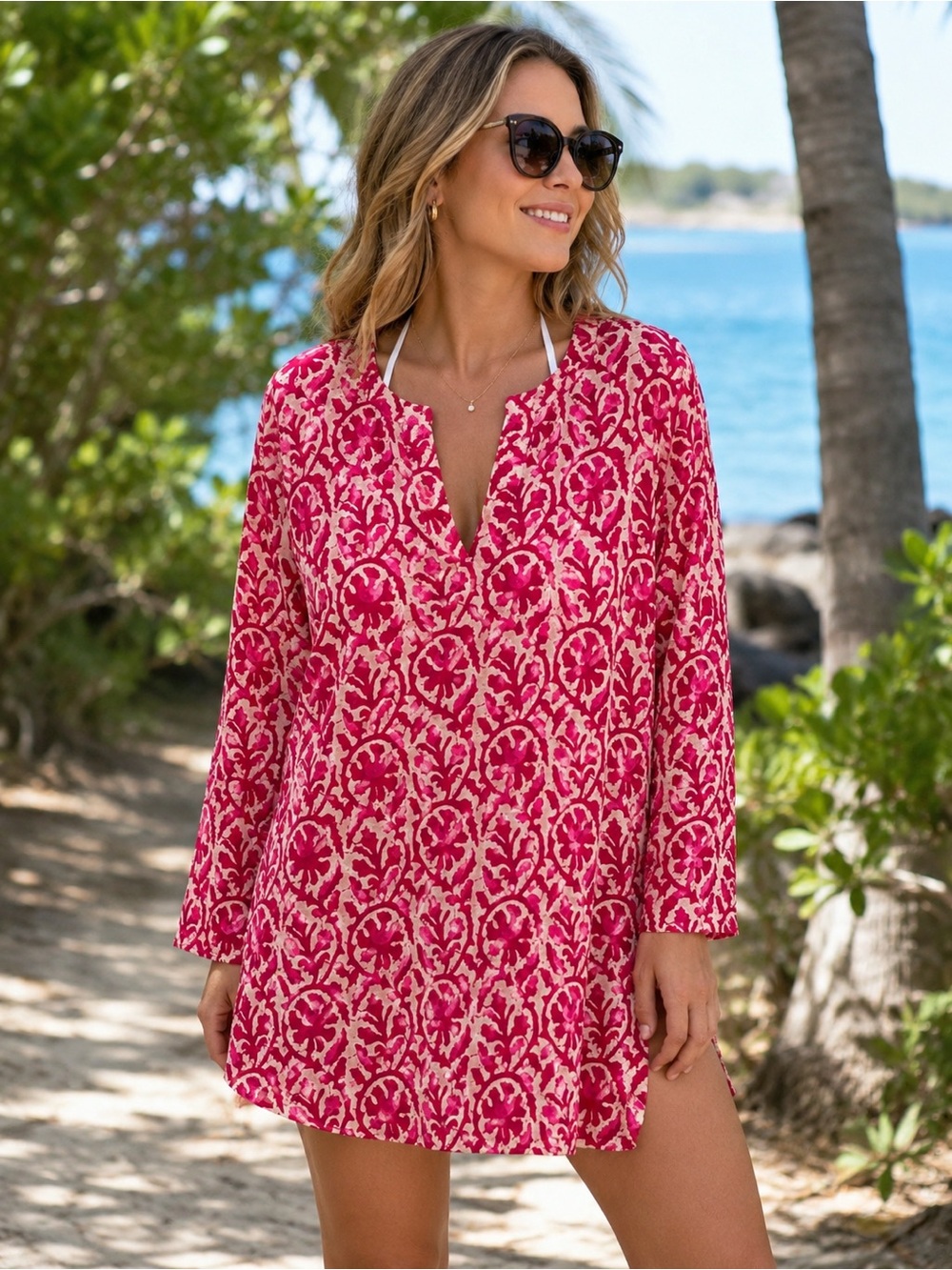 Swim Cover Up Women’s Pink Patterned
